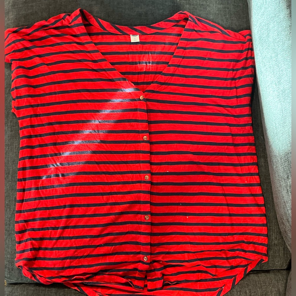 Old Navy Red and Black Striped Shirt